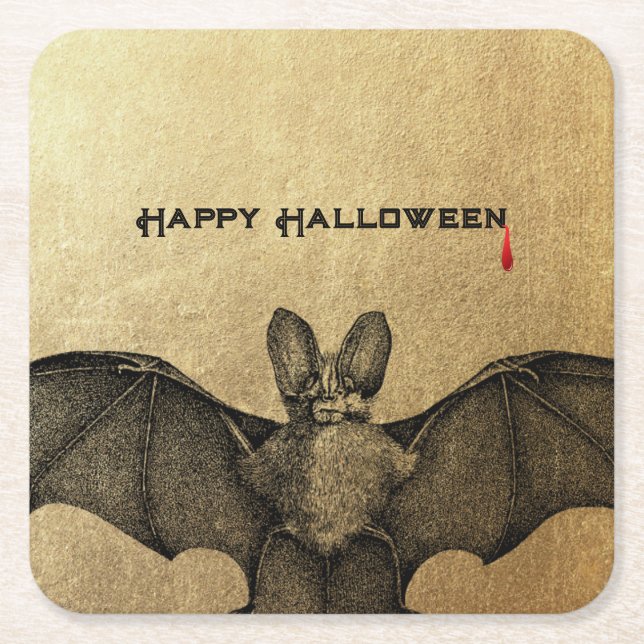Dessous De Verre Carré Halloween Vampire Bat Or (Devant)