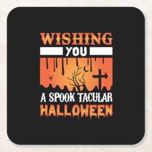 Dessous De Verre Carré Halloween Vous Souhaite Une Halloween Éffrayante