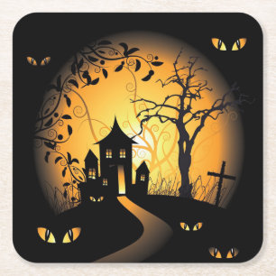 Dessous De Verre Carré Halloween - yeux de hantise vous observant