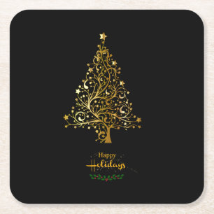 Dessous De Verre Carré Happy Holidays design élégant