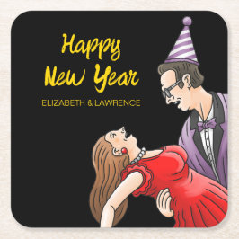 Dessous De Verre Carré Happy New Year Party