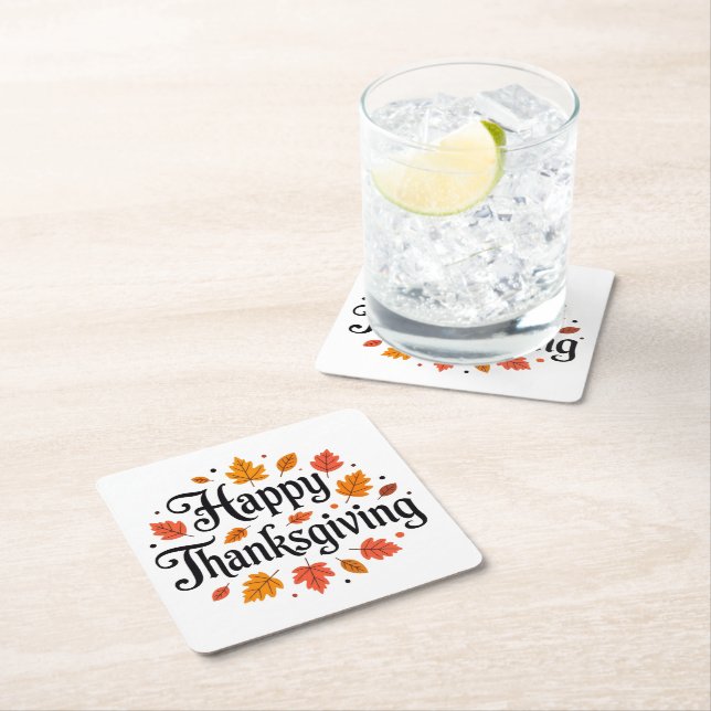Dessous De Verre Carré Happy Thanksgiving (En situation)