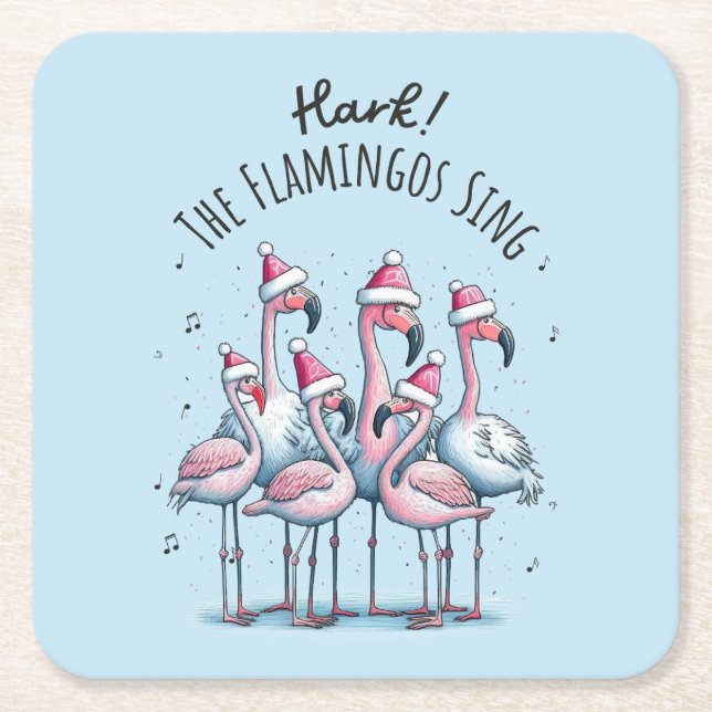 Dessous De Verre Carré Hark Les Flamants roses Chanter (Devant)