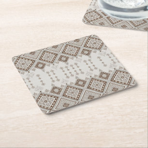 Dessous De Verre Carré Harmonie Désertique Marron Géométrique Tribal Maro