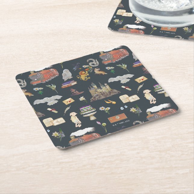 Dessous De Verre Carré HARRY POTTER™ | Motif icônes (Incliné)
