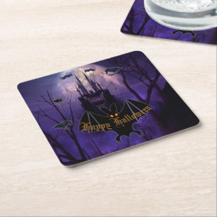 Dessous De Verre Carré Haunted Castle Halloween