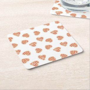 Dessous De Verre Carré Heart Pepperoni Pizza Motif