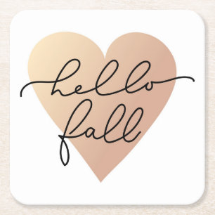 Dessous De Verre Carré Hello Fall Love Heart