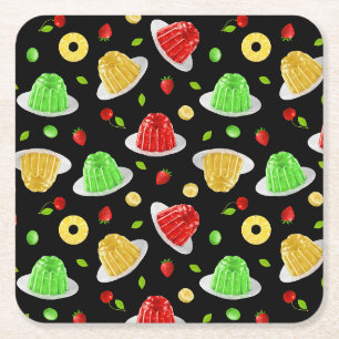 Dessous De Verre Carré Hello Jello Coaster - sur noir