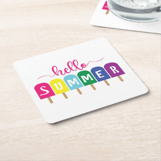 Dessous De Verre Carré Hello Summer ice pop (Incliné)