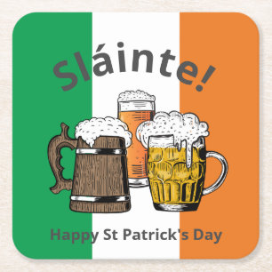 Dessous De Verre Carré HEUREUX ST PATRICK'S DAY Great Irish Beer Sláinte 