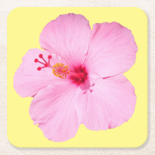 Dessous De Verre Carré Hibiscus rose Fleur tropicale