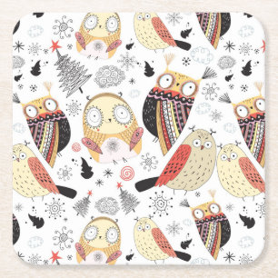 Dessous De Verre Carré Hibou drôle de texture