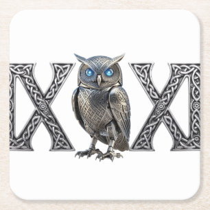 Dessous De Verre Carré Hibou mécanique celtique argent Steampunk