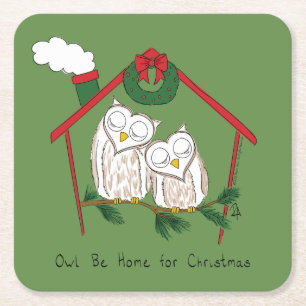 Dessous De Verre Carré Hibou Noël mignon Enfants