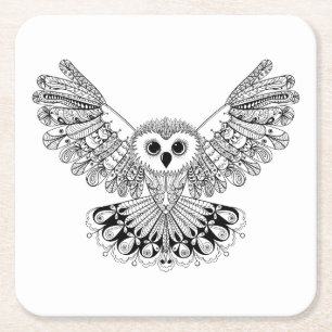 Dessous De Verre Carré Hibou noir de style