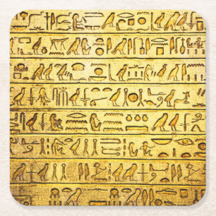 Dessous De Verre Carré Hiéroglyphes égyptiens anciens Jaune