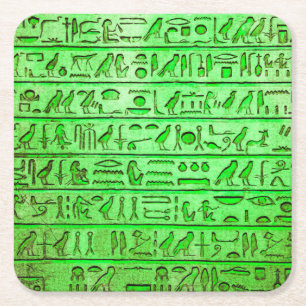 Dessous De Verre Carré Hiéroglyphes égyptiens anciens Vert