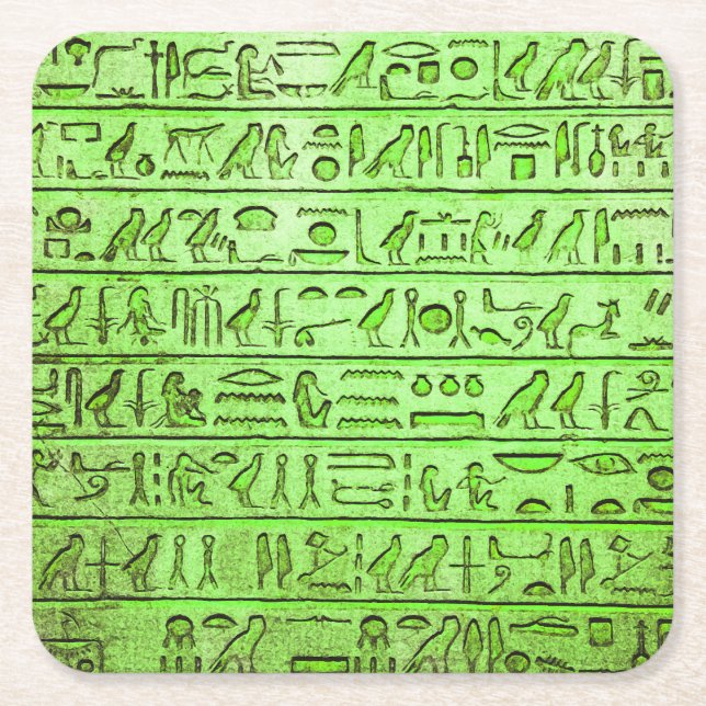 Dessous De Verre Carré Hiéroglyphes égyptiens anciens Vert (Devant)
