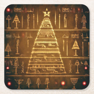 Dessous De Verre Carré Hiéroglyphes égyptiens de Noël 3