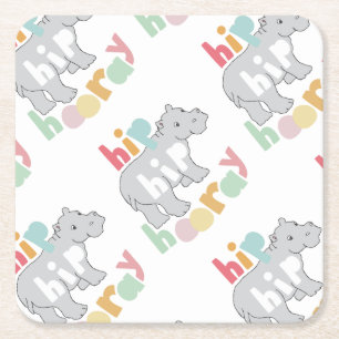 Dessous De Verre Carré Hip Hip Houray Dessin Hippone gris