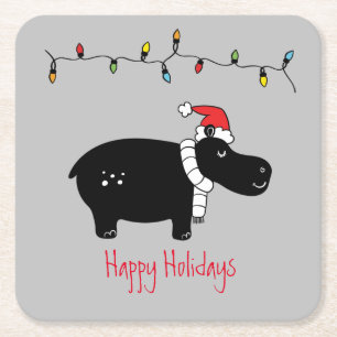 Dessous De Verre Carré Hippo de Noël fantastique