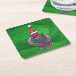 Dessous De Verre Carré Hippo Festif Sur Vert