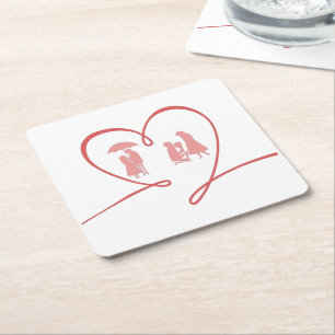 Dessous De Verre Carré Histoire d'amour Papier Serviette