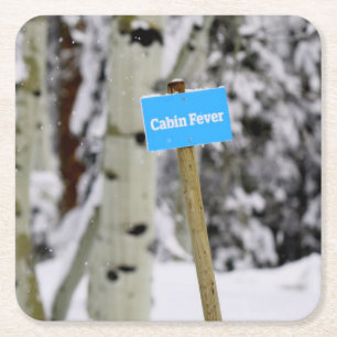 Dessous De Verre Carré Hiver Cabine Fièvre Fête saison neige