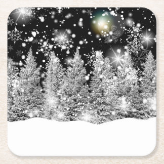 Dessous De Verre Carré Hiver Solstice neige