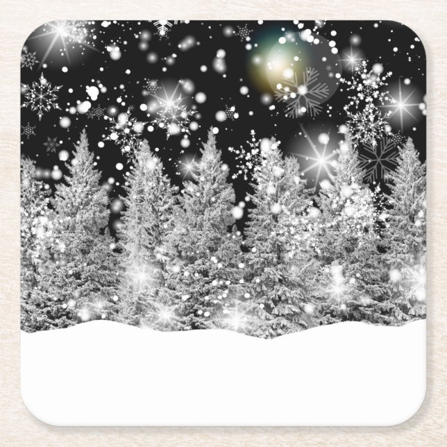 Dessous De Verre Carré Hiver Solstice neige (Devant)
