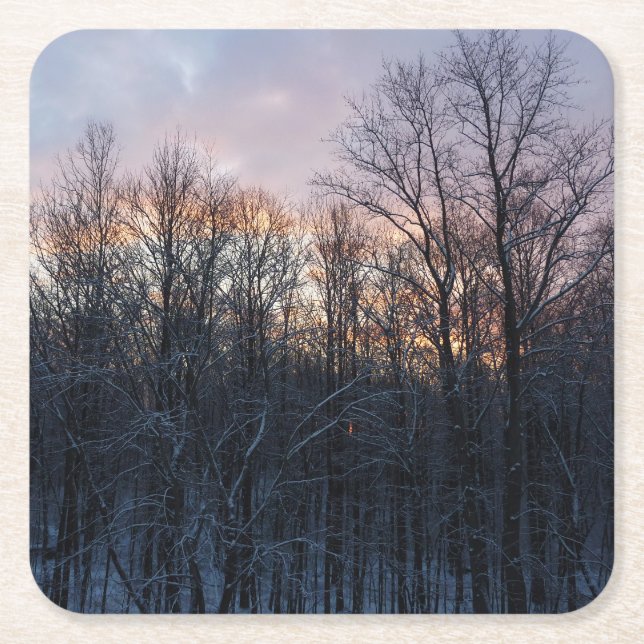 Dessous De Verre Carré Hiver Sunrise I Pastel Paysage naturel (Devant)