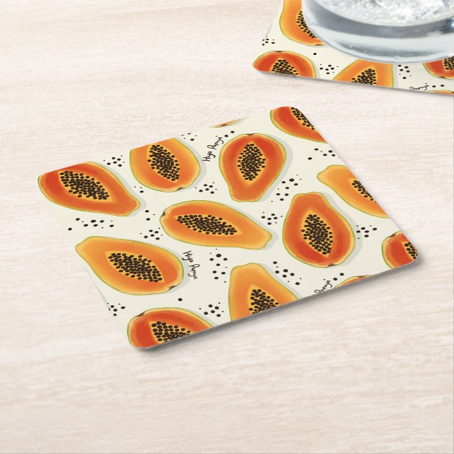 Dessous De Verre Carré Hiya Papaya Motif (Incliné)