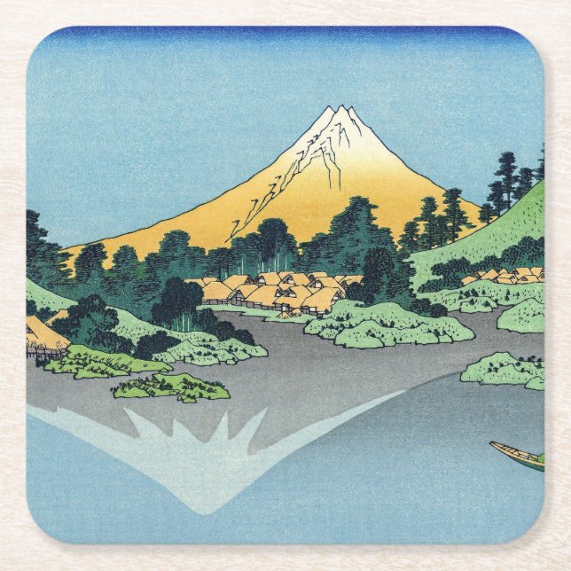 Dessous De Verre Carré Hokusai - Le Mont Fuji reflète le lac Kawaguchi (Devant)