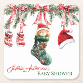 Dessous De Verre Carré Holiday Teddy Bear Design