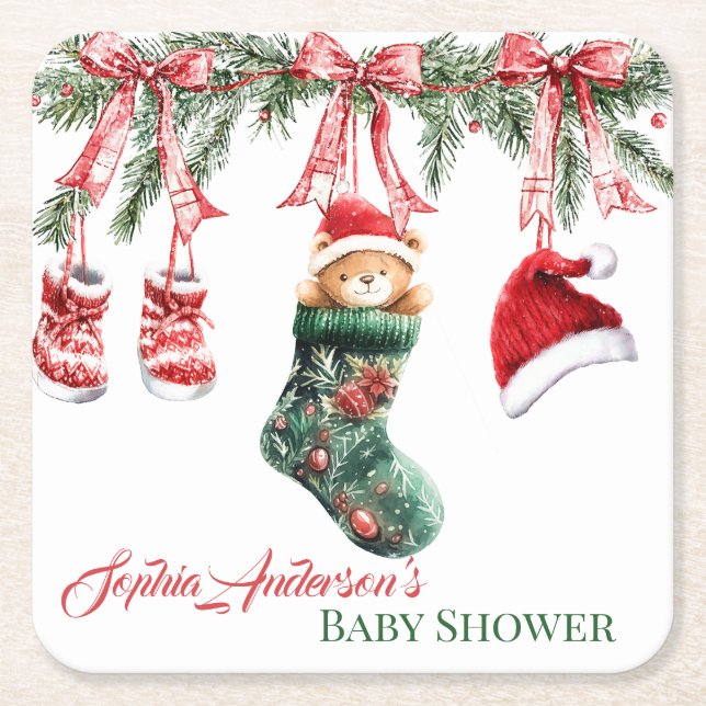 Dessous De Verre Carré Holiday Teddy Bear Design (Devant)