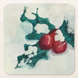 Dessous De Verre Carré Holly dans la neige