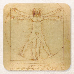 Dessous De Verre Carré Homme vitruvien par Leonardo Da Vinci