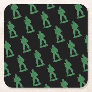 Dessous De Verre Carré Hommes de l'Armée verte en noir