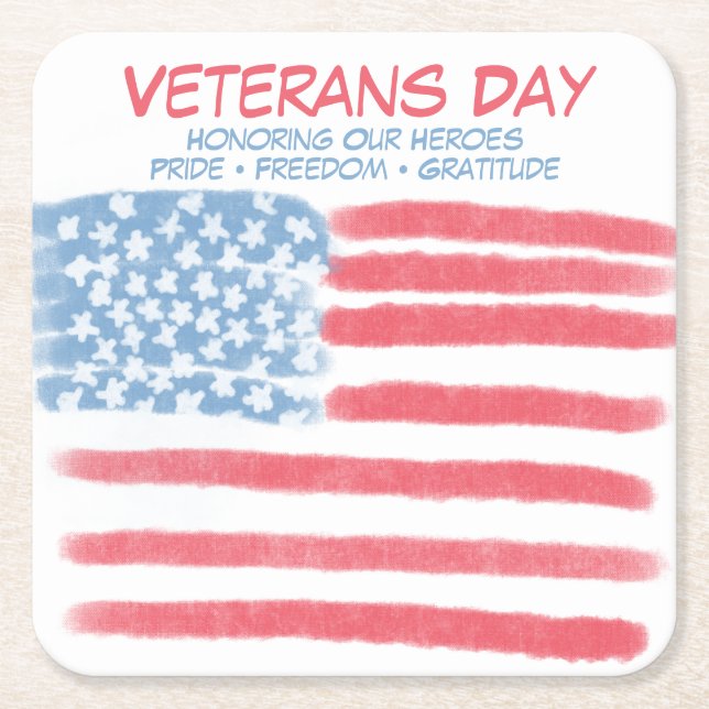 Dessous De Verre Carré Honoring Heroes | Veterans Day Celebration (Devant)