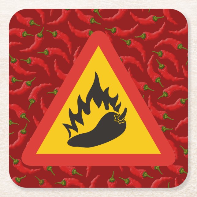 Dessous De Verre Carré Hot pepper danger (Devant)