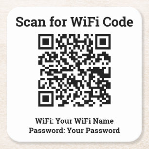 Dessous De Verre Carré Hotel Wifi Details Plus QR Code