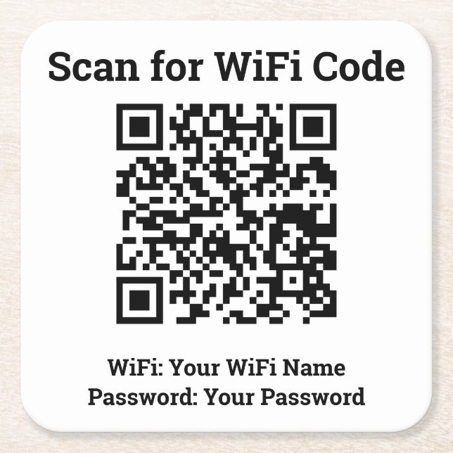 Dessous De Verre Carré Hotel Wifi Details Plus QR Code (Devant)