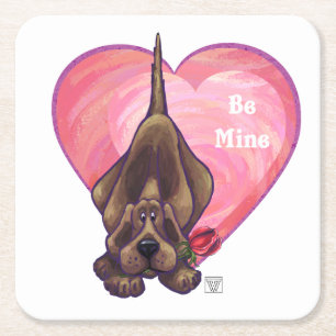 Dessous De Verre Carré Hound Dog Valentine's Day