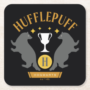 Dessous De Verre Carré HUFFLEPUFF™ Badger and Cup House Pride Graphisme