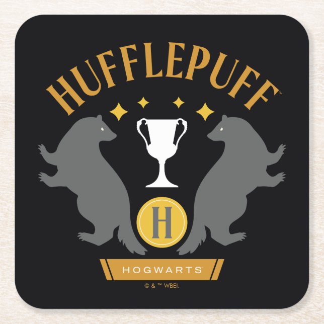 Dessous De Verre Carré HUFFLEPUFF™ Badger and Cup House Pride Graphisme (Devant)