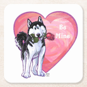 Dessous De Verre Carré Husky Valentine's Day