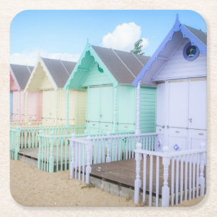 Dessous De Verre Carré Huttes de plage d'île de Mersea
