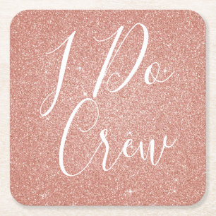 Dessous De Verre Carré I Do Crew Parties scintillant rose Bachelorette De