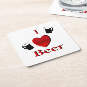 Dessous De Verre Carré I Heart Beer Design